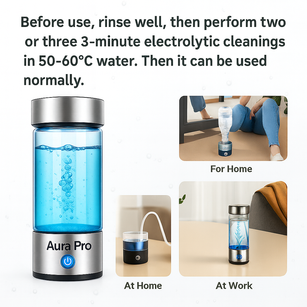 Aura H2O: Pro (3-in-1) Hydrogen Bottle